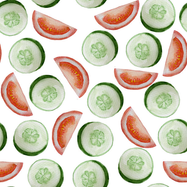 黄瓜片番茄无缝图案图片下载