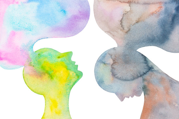 图形画两个人有着相反的情绪。图片下载