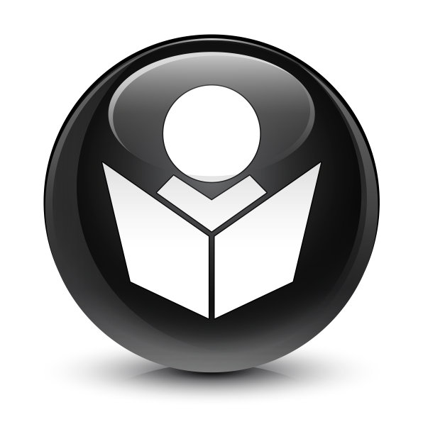 电子学习图标玻璃黑色圆形按钮图片下载