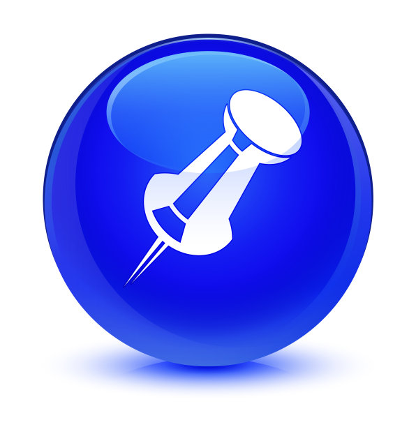 推针图标玻璃蓝色圆形按钮图片下载