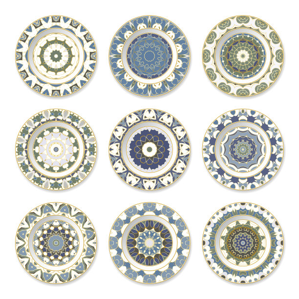 一套九个装饰盘子图片下载