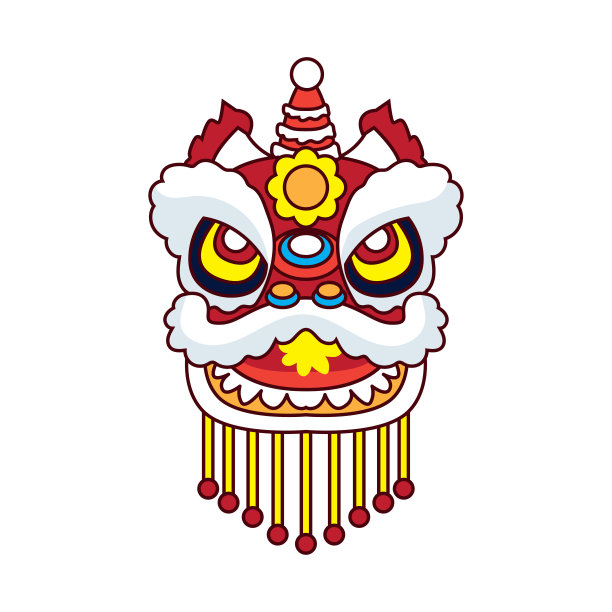 舞狮是中国新年的节日。矢量图图片下载