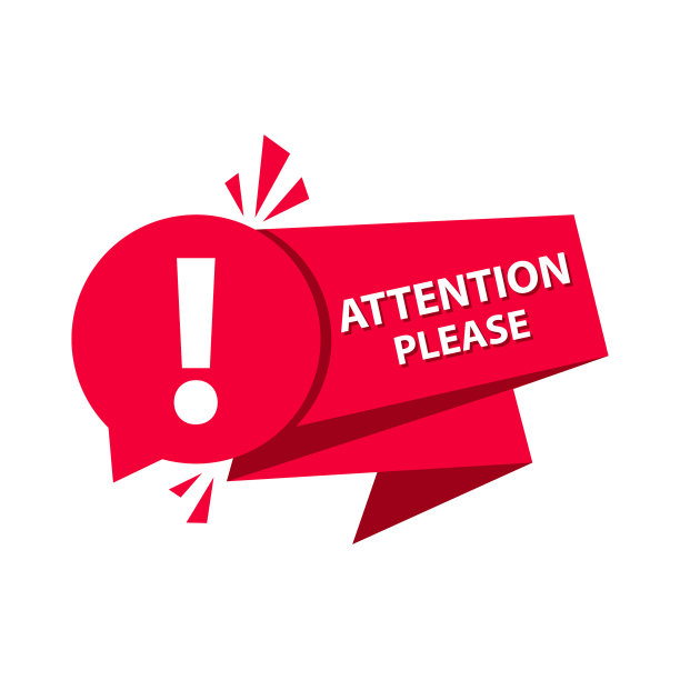 请注意。语音气泡在白色背景。警告信息。图片下载