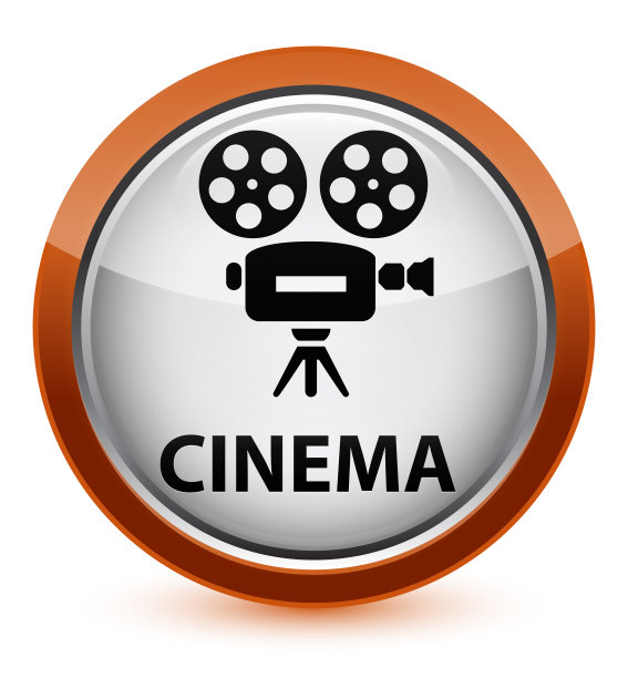 电影院(摄像机图标)水晶棕色圆形按钮图片下载