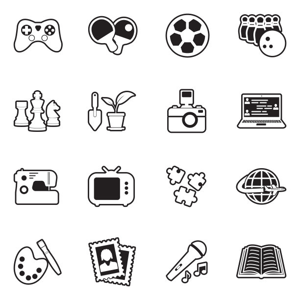 爱好图标。线条与填充设计。矢量插图。图片下载