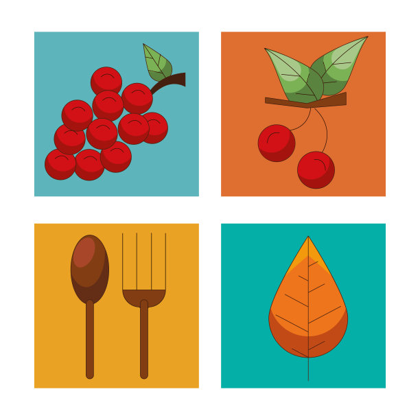 快乐的感恩节卡与捆绑图标图片下载