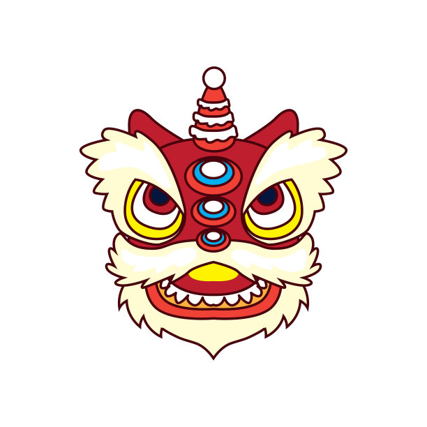 舞狮是中国新年的节日。矢量图图片下载