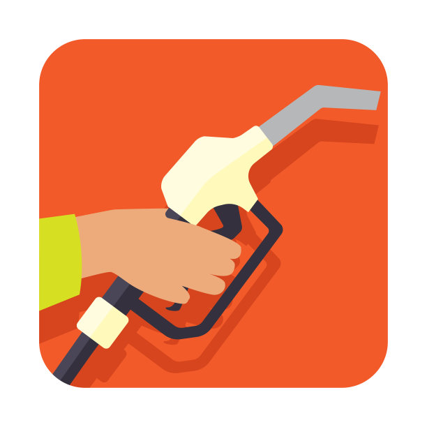 手握汽油手枪泵燃油喷嘴。矢量图图片下载