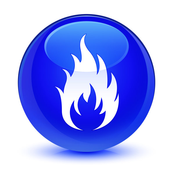 火图标玻璃蓝色圆形按钮图片下载