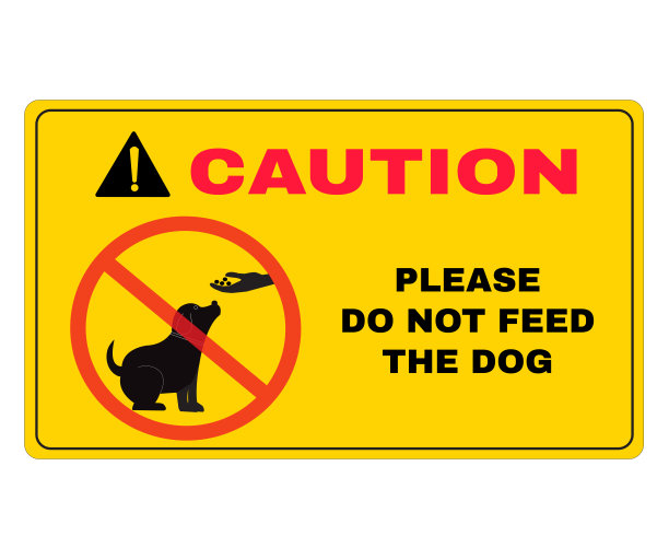 动物预防标志，警示板上写着“请不要喂狗”。标志，警告符号，矢量图。图片下载
