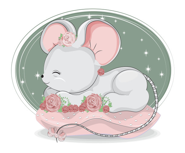 在花枕头上睡觉的老鼠图片下载