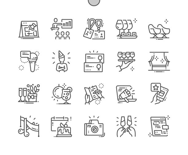 用于Web图形和应用程序的活动矢量细线图标图片下载