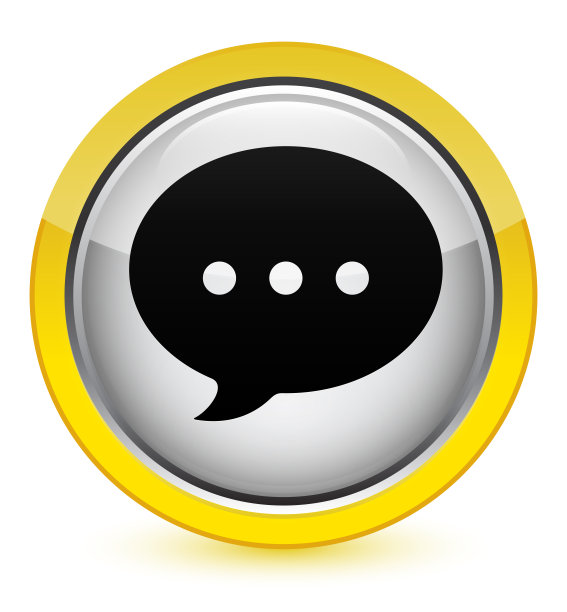 对话图标水晶黄色圆形按钮图片下载