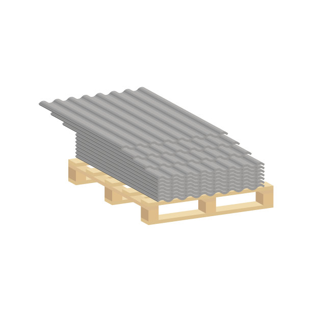 在托盘上铺石板屋顶。等距和3D视图。图片下载