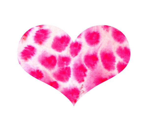 多色手绘水彩粉色，白色，甜蜜的心孤立在白色的背景。渐变纹理刷元素情人节贺卡，t恤设计，插图图片下载