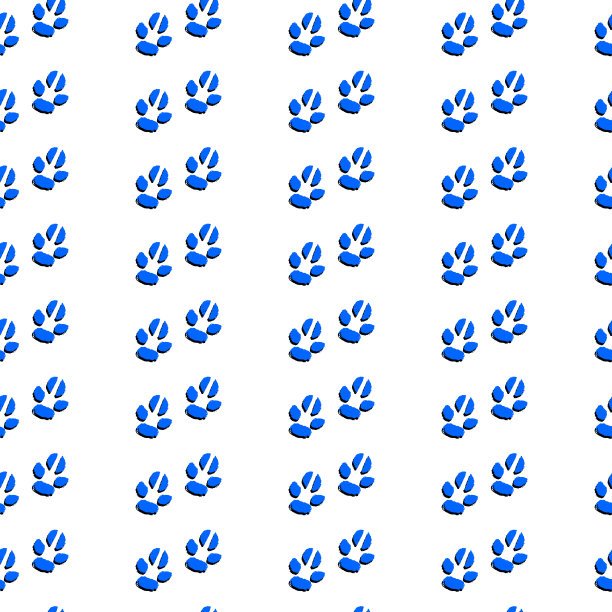无缝霓虹图案的蓝狐脚印在雪地上。手绘的收藏。手绘的收藏。矢量插图。图片下载