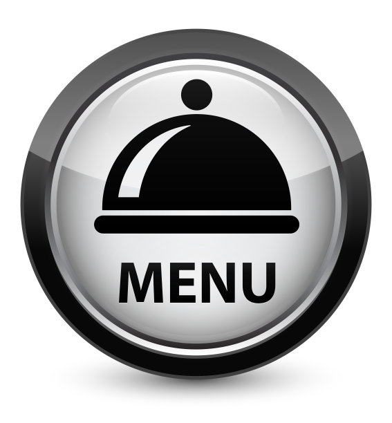 菜单(菜盘图标)水晶黑色圆形按钮图片下载