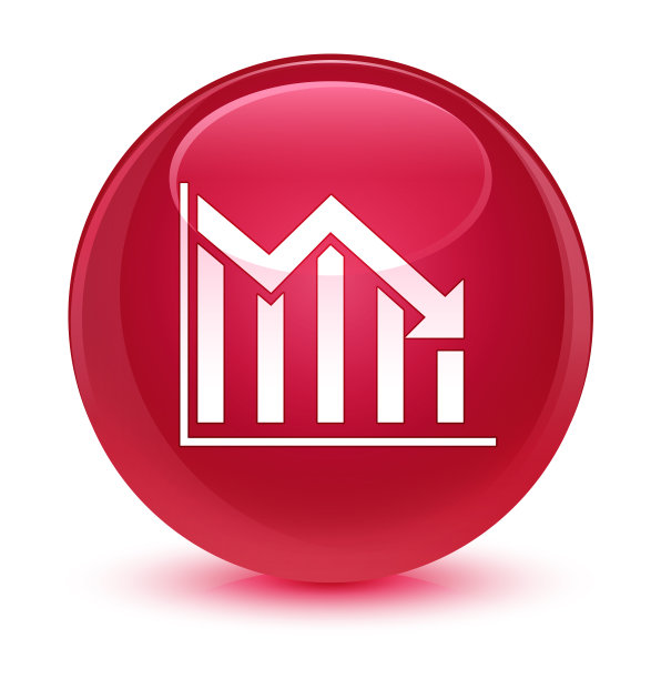 统计图标下降玻璃粉色圆形按钮图片下载