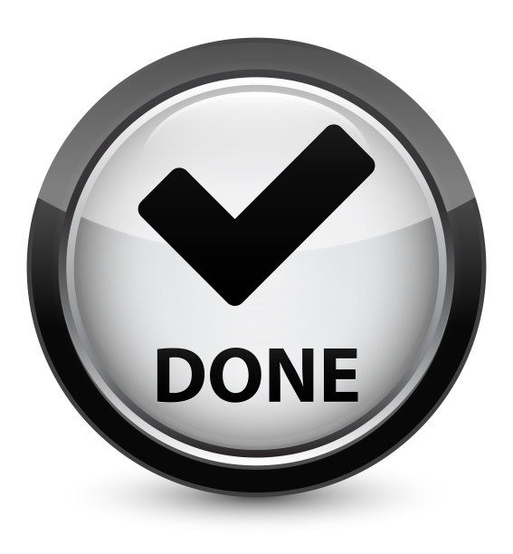 完成(验证图标)水晶黑色圆形按钮图片下载