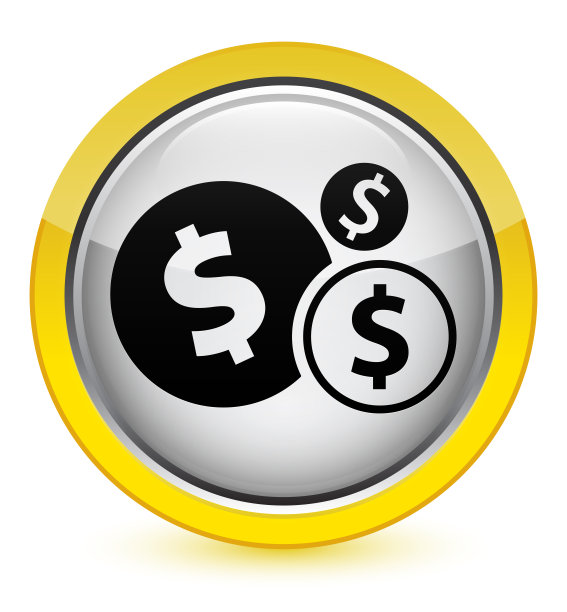 财政美元符号图标水晶黄色圆形按钮图片下载