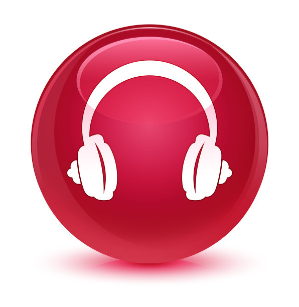 耳机图标玻璃粉色圆形按钮图片下载