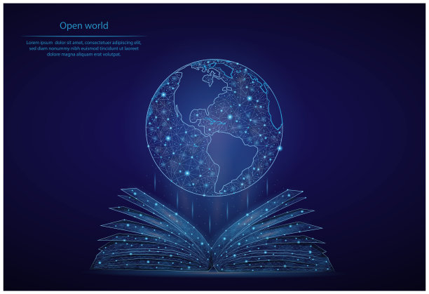 抽象形象的书和行星的形式，星空或空间，组成点、线，形状的行星，恒星和宇宙的形式。3D低多边形矢量背景。图片下载