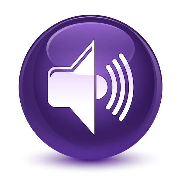音量图标玻璃紫色圆形按钮图片下载