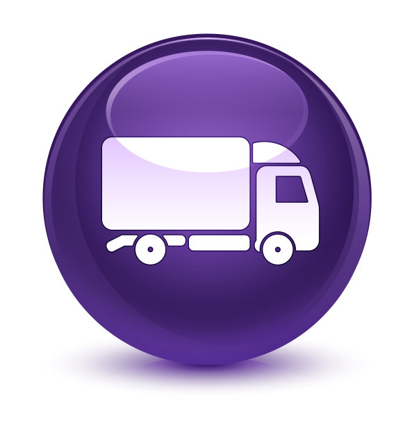 卡车图标玻璃紫色圆形按钮图片下载