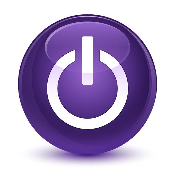 电源图标玻璃紫色的圆形按钮图片下载