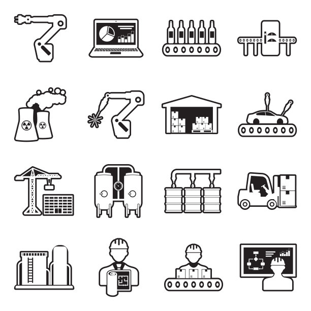 工业过程图标。线条与填充设计。矢量插图。图片下载