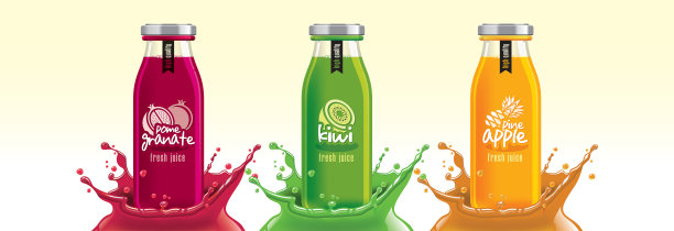 果汁喷溅瓶套，石榴，猕猴桃，菠萝贴纸设计。图片下载