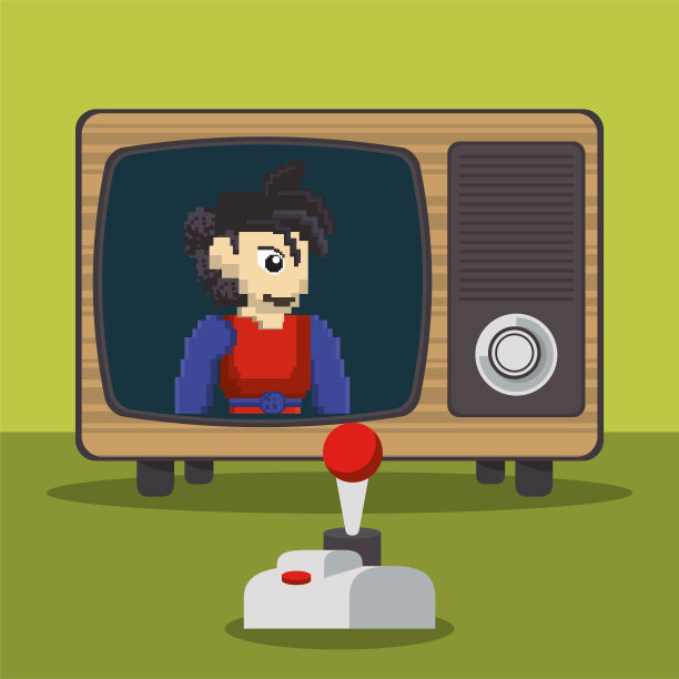 视频游戏使游戏机和旧电视像素化图片下载