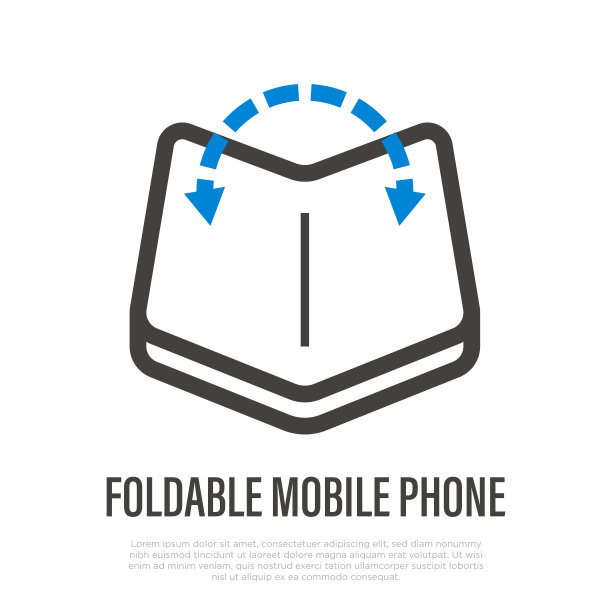 可折叠的手机细线图标。智能手机的柔性屏幕。现代向量插图。图片下载