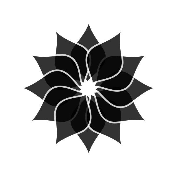 浅黑色抽象几何花卉标志模板。业务抽象图标孤立在白色上。用于标识，标志，符号，网页，标签，图标。矢量图图片下载