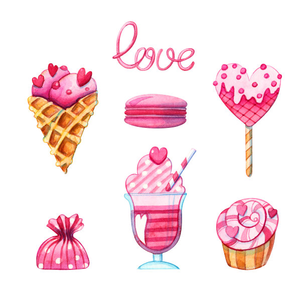 情人节的粉色心形甜点图片下载