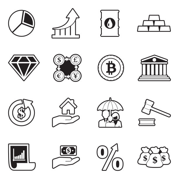 投资的图标。线条与填充设计。矢量插图。图片下载