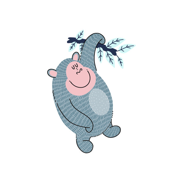 可爱的大猩猩矢量插图图片下载