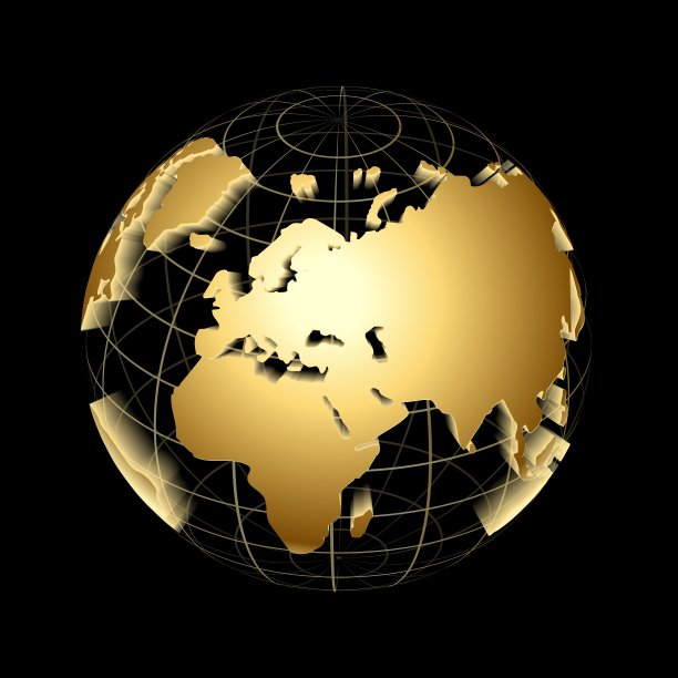 金色的大地在黑色的背景上。向量图片下载