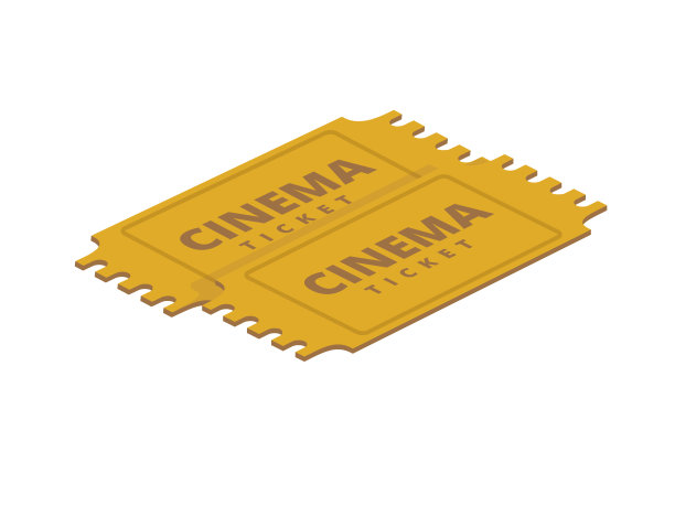电影票等距矢量插图图片下载