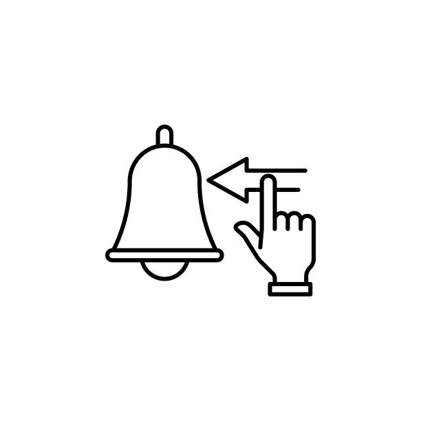 专注线条图标：关闭，灵感，铃铛，手部图片下载