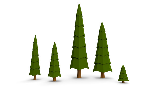 集低聚树松树孤立在白色的背景。3D自然树模型与阴影在白色的桌子上。适用于景观环境模型或自然艺术。3 d渲染。图片下载