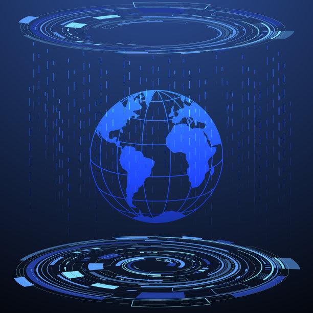 行星地球数字技术图标矢量插图。物联网模板背景。摘要网络空间网络生态系统创新设计。物联网、智能家居连接、智能手机家居控制素材图片