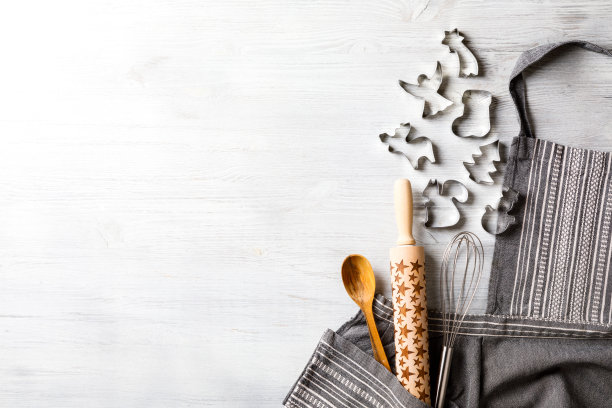 厨房围裙的圣诞背景概念图片下载