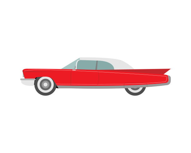 复古车在一个平坦的风格在白色的背景。矢量插图。图片下载