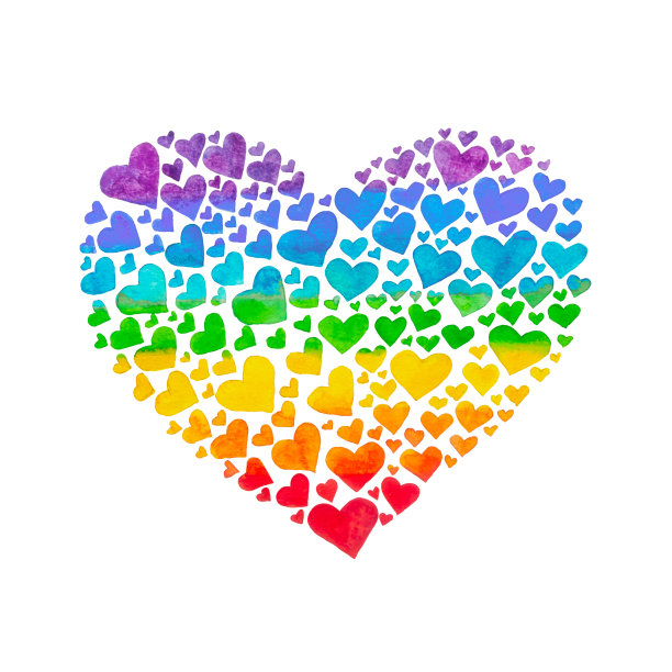彩虹水彩的心图片下载