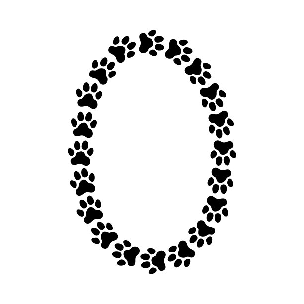 爪印制成的椭圆形框架图片下载