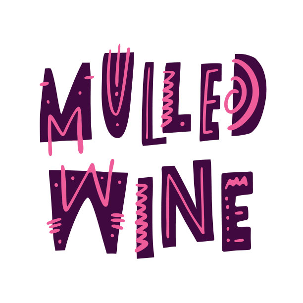mulmulwine标志手绘矢量字母。北欧排版。卡通风格。图片下载