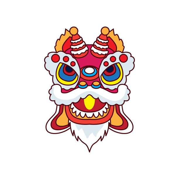 舞狮是中国新年的节日。矢量图图片下载