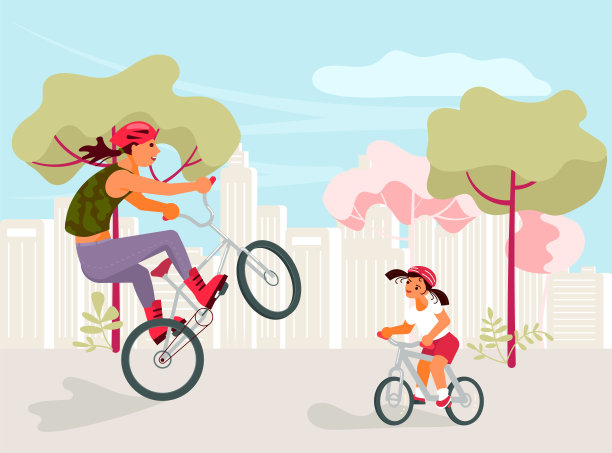 妈妈和女儿骑自行车图片下载