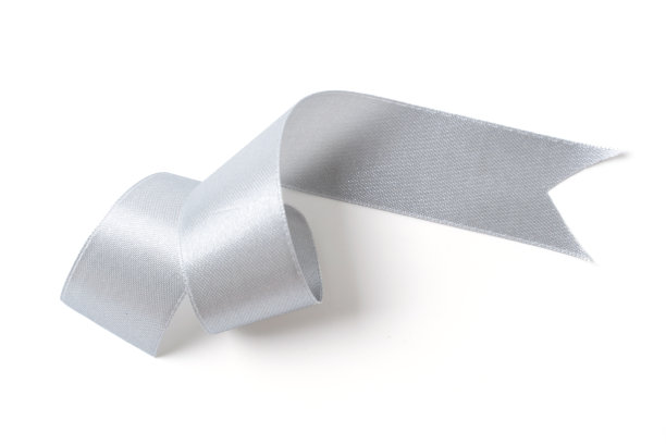白色背景上的银色横幅丝带标签图片下载